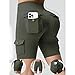 DMMWCX Women's Shorts Multi-Pocket Solid Color Women's Hip Lifting Workout Shorts Stretch Fitness Leggings-Green-XL