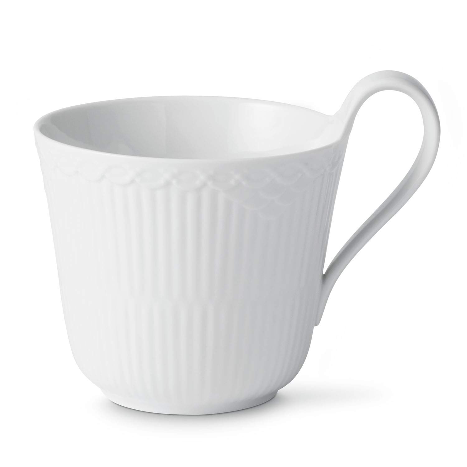 ロイヤル コペンハーゲン Royal Copenhagen 1026446 White Fluted Half Lace High Handle Mug, 11.2 fl oz (330 ml), Wedding Gift
