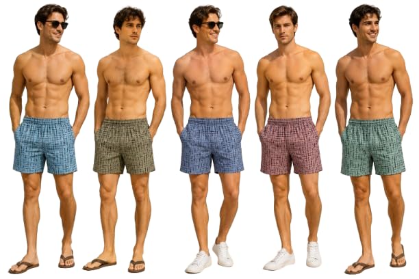 awala fashion | Men’s Regular Fit 100% Cotton Casual Lounge Shorts | Dual Pocket Sleep Shorts Pack of 5 (Multicolour)-picture-20