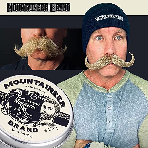 Mountaineer Brand Mustache Wax For Men 100% Natural Beeswax / Plant Based Oils | Grooming Beard Moustache Wax Tin | Long-Lasting Hold | Smooth, Condition, Styling Balm | Citrus & Spice 2Oz #TOP6