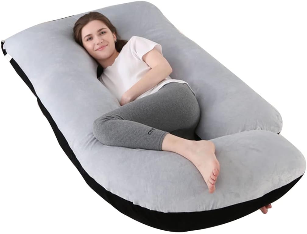 Pregnancy Pillow Crystal Plush Body Pillow with Removable Cover for Support of The Abdomen, Waist and Hips (Color : A3, Size : 180x80cm)