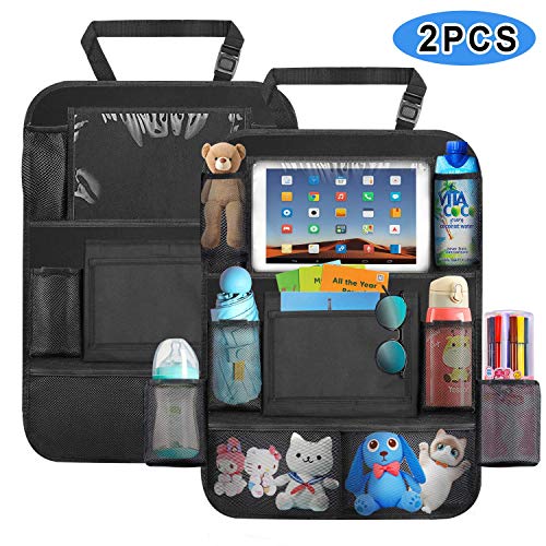 TURN RAISE Car Backseat Organizer, 2 Pack Backseat Car Organizer with Touch Screen