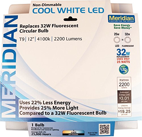 Meridian Electric 13145 Meridian 32W eq. LED Circline Bulb T9