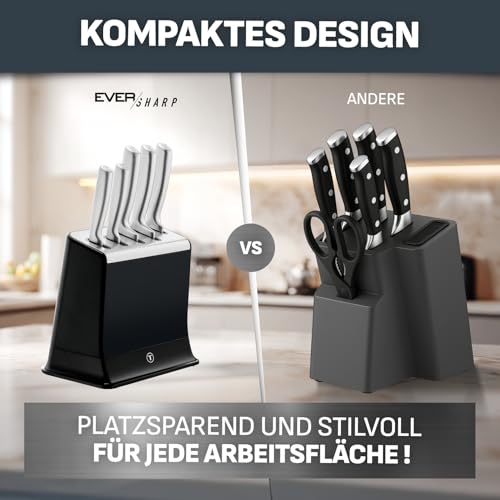 Tefal EverSharp Pro 5-teiliges Messer-Set mit selbstschärfendem Messerblock, patentierte Schärftechnologie, deutscher rostfreier Edelstahl… – Ansicht 3