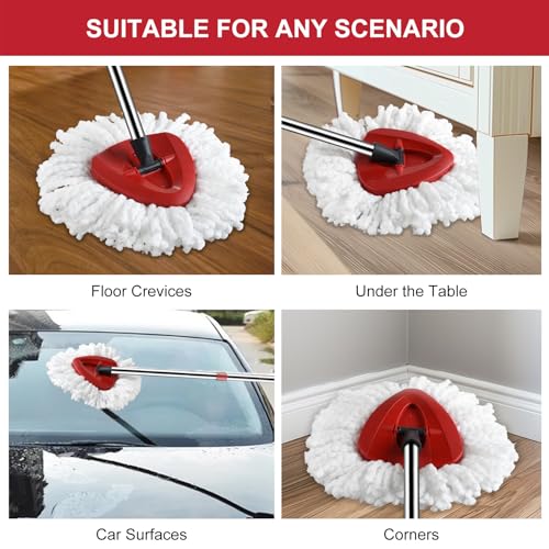 Hibaby Spin Mop Heads Replacements, 6 Pack Mop Refills include 1 Base Compatible with OCedar EasyWring Spin Mop, Deep Cleaning Microfiber Machine Washable and Easy-to-Replace, Helper for Housework - Thumbnail 3