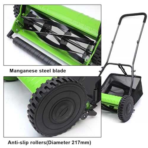 Cortacésped manual con altura ajustable y recogedor de césped, ideal para un mantenimiento eficiente del césped, patio y jardín