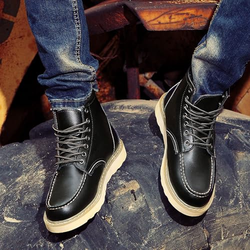 Men's Fashion British Style Leather Work Boots Slip Resistant Shock Absorbing Full Grain Leather High Top Leather Boots Industrial Construction, Roofing, Electricians4