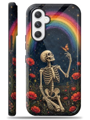 Compatible with Samsung Galaxy S25 Plus Case, Rainbow Skull Phone Case for Girl Women Boy Men, Durable Dual Layer Shockproof Protective Cover for Samsung S25 Plus
