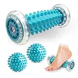 JAZZAIR Foot Massage Roller and Spiky Massage Ball Set for Plantar Fasciitis Relief, Heel Foot Arch Pain, Trigger Point Therapy, Muscle Recovery, Stress Relief (1 Foot Massage Roller +2 Spiky Balls)