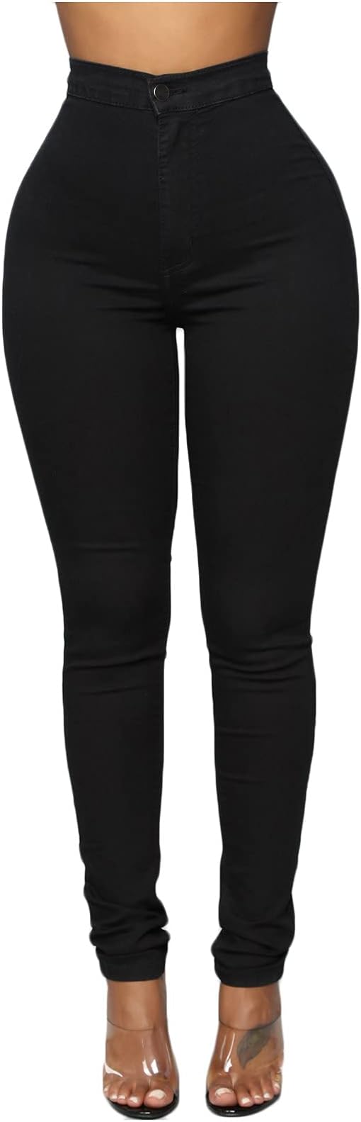 WUAI Women's Jean Look Stretchy Jeggings High Waist Legging Plus Size Slim Fit Skinny Jeans Pencil Pants
