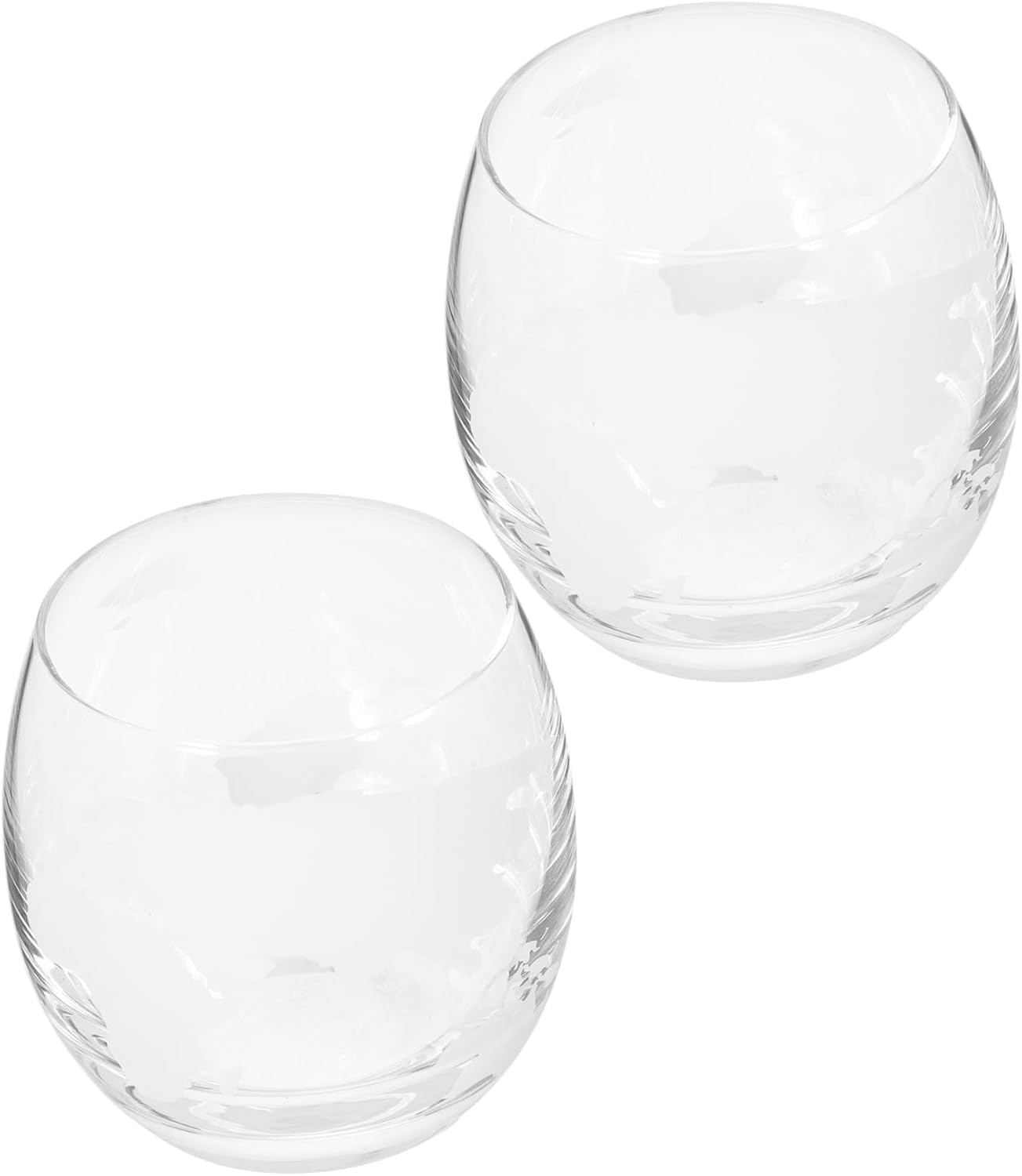 2pcs Glass Cups 450ml with Map Print, Xmas Home Celebration