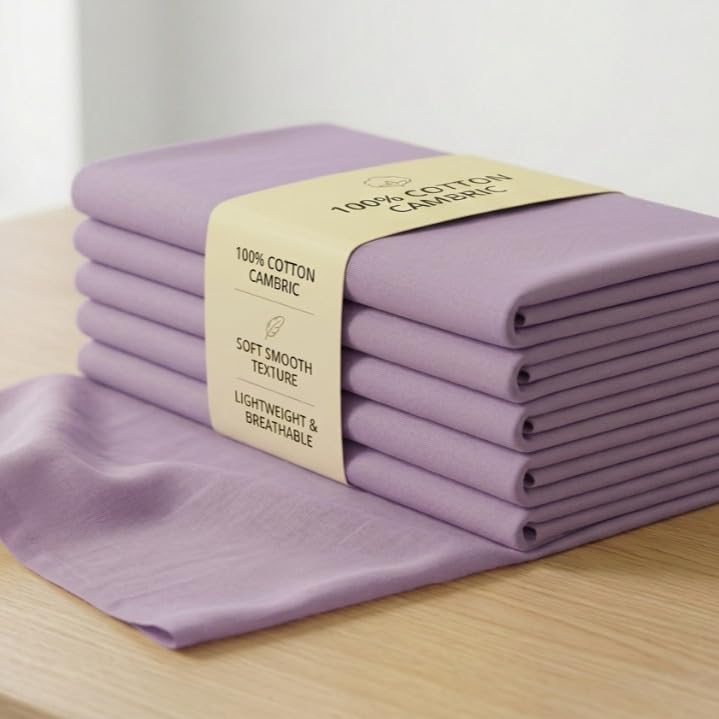 Image of Soimoi Lilac Solid 60 * 60's Cotton Cambric Fabric by 10 Yards, 56 Inch Wide Light Weight Material Suitable for Kurtis, Blouses, Kids Clothing, Tunics, Dresses and Summer Apparel