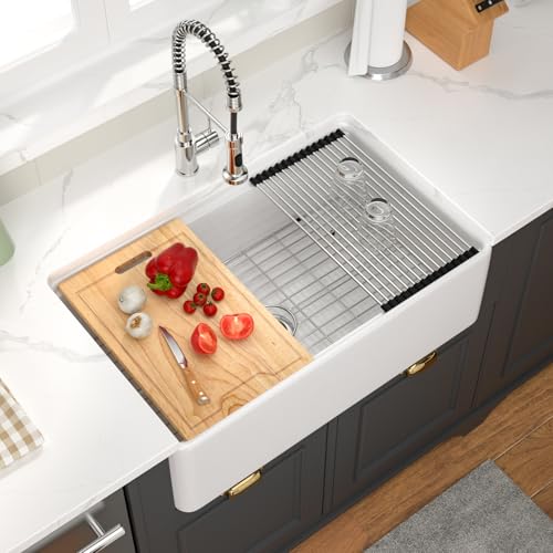 GhomeG 30x20 Farmhouse Workstation Sink Reversible Fireclay