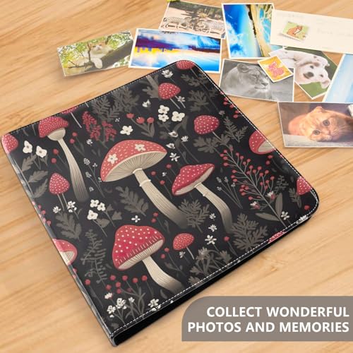 Álbum de fotos adhesivo DIY con diseño de hongos coloridos, encuadernador de 3 anillos, 40 páginas 8x10 para recuerdos miniatura 5