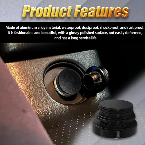 Image of Car Cigarette Lighter Plug Cover, Car Plug Cap, Aluminum Auto Cigarette Lighter Plug Part, Waterproof Dustproof Plug Auto Accessory for Vehicles with Standard 12 Volt Power Source (Black)