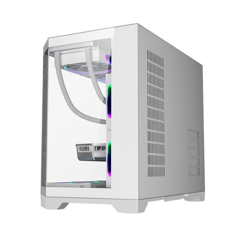 Image of M1 Gaming PC CASE (White) | TOP 360 MM AIO | M-ATX, Micro- ITX, 270 Degree Panoramic View |Bottom MESH for DUST Protection |USB2.0,USB3.0,Headphone and Microphone Jack |NO PREINSTALLED Fans
