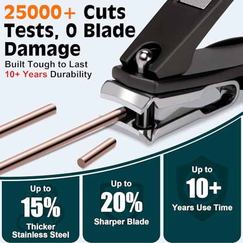 Image of Heavy Duty Toenail Clippers for Thick Ingrown Nails Fingernail Set | Ultra Sharp All-IN-ONE Kit: 15% Thicker Premium Sturdy Podiatrist Toe Nail Care Tools. Perfect Grooming Gifts with Case