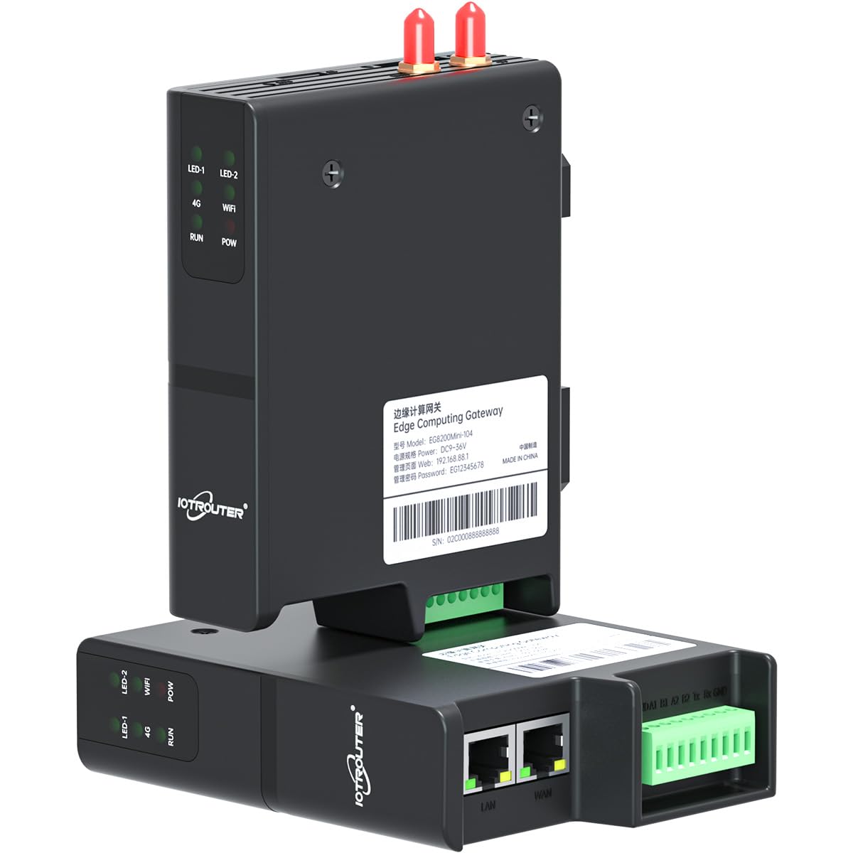 EG8200Mini-104 M2M RS485 RS232 Seriell auf 4G LTE Ethernet Industrial IOT Edge Computing Gateway, unterstützt MQTT Modbus IEC104 Protokoll & Node-RED Software SPS-Fernbedienung