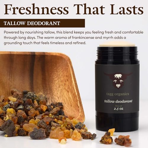 Image of Tallow Deodorant, Holy Pit (Frankincense & Myrrh) 2.5 oz | Natural Ingredients, Aluminum-Free, Long-Lasting Odor Protection, From Grass-Fed Suet, No Synthetic Fragrance, Made in USA