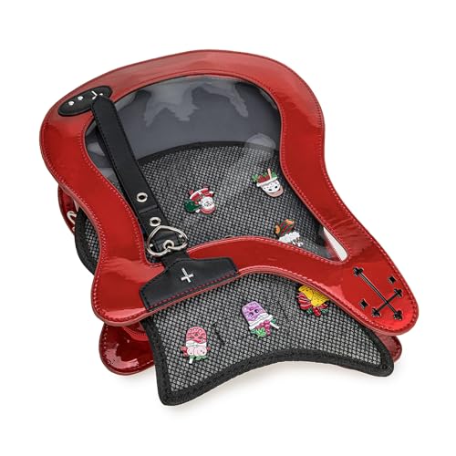 Rock Metal Guitar Ita Bag Crossbody Shoulder Bags Kawaii Cute Clear Window Pin Insert with a Removeable Strap