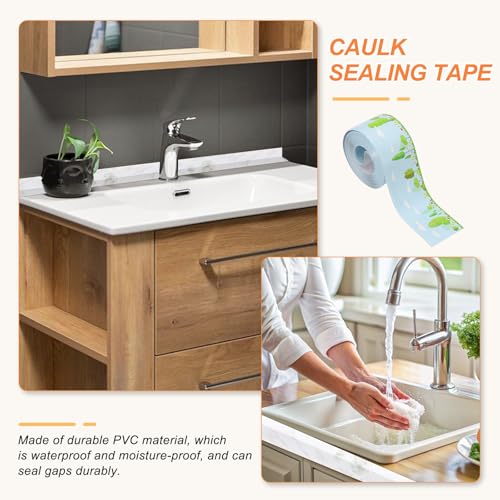Image of PATIKIL Caulk Tape Waterproof Self Adhesive, PVC Toilet Caulking Sealant Strip Bathtub Caulk Sealing Strip Tape for Bathroom Kitchen Countertop, Forest (1.5 Inch x 10.5 Ft)