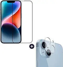 Película De Vidro 3D Tela Toda Para iPhone + Película Lente de Câmera (iPhone 14)