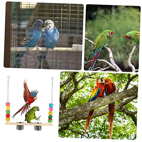 Balanço de poleiro de papagaio com de comida e alimentador de água, gaiola de pássaro colorida para