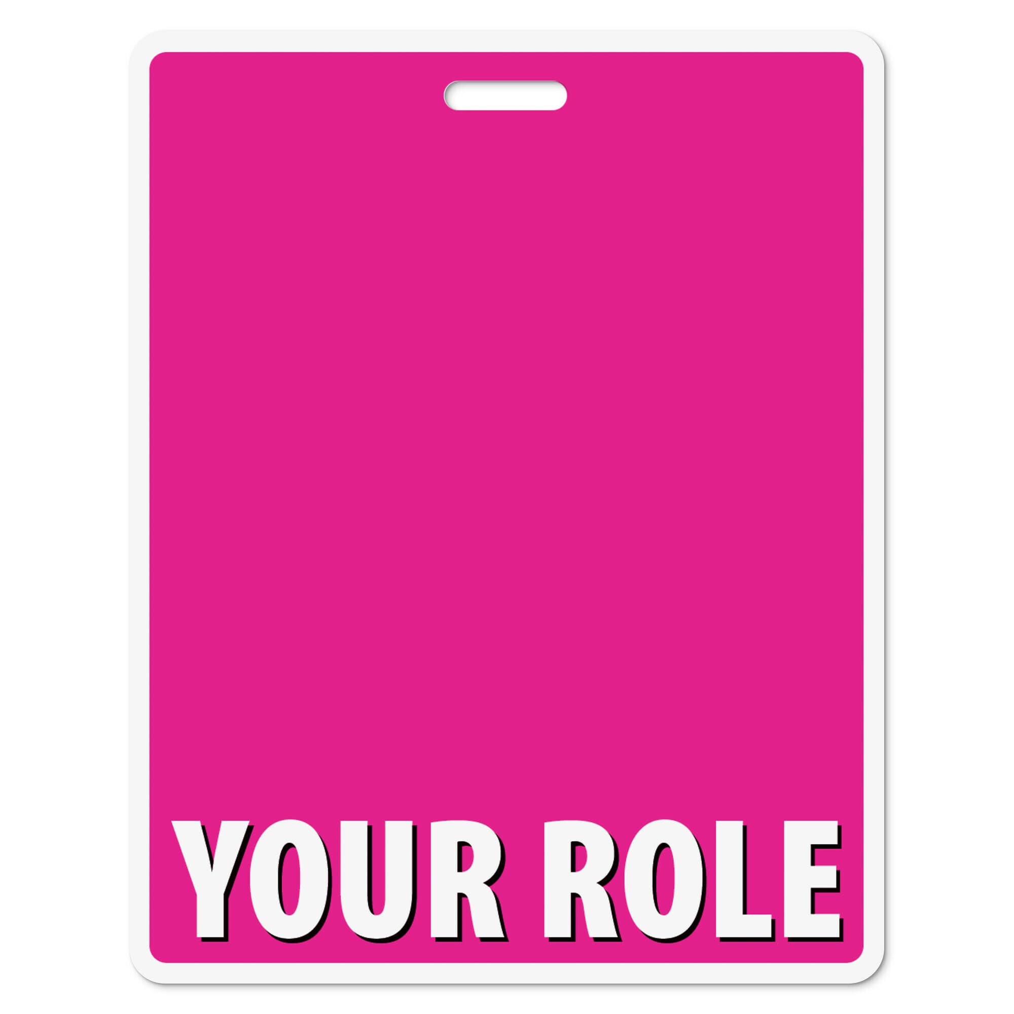 Personalized Print Badge Buddy in Full Bright Pink Color - Horizonal Oversized (5 Pcs) - Print On Both Sides with Border - Durable and Water Resistant