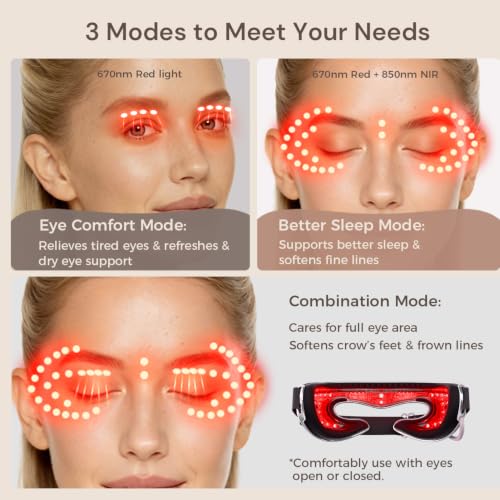 Image of Red Light Therapy for Eyes, Red Light Eye Mask for Vision & Eye Fatigue | 3 Modes Eye Care Device, 670nm Red Light and 850nm Infrared Light Therapy for Dry Eyes, Fine Lines, and Jet Lag