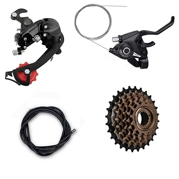 Cycle 7 Speed Gear Set with Freewheel Derailleur Bicycle 7 Speed Combo Gear Set