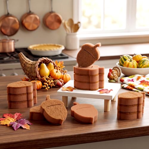 Image of Tioncy 12 Pack Acorn Kitchen Sponges Bulk Dual Sided Scrubber Brown Acorn Sponges Reuseble Non Scratch Dishwashing Kitchen Cleaning Accessories for Pot Boiler Pan Household