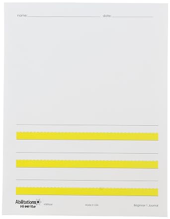 Abilitations Hi-Write Beginner Journal Paper, Level 1, 8-1/2 x 11 Inches, Pack of 100-089664, Yellow/White