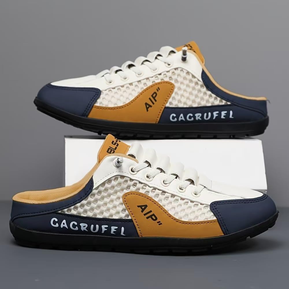 Baskets dos nu à enfiler pour homme - Baskets dos nu à enfiler - Pantoufles en maille respirante - Confortables et décontractées