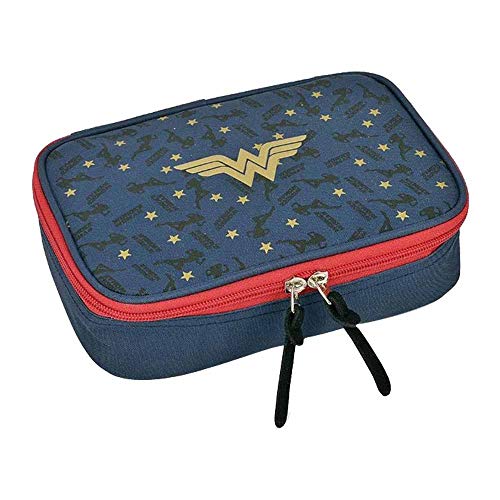 KIT MOCHILA RODINHAS + ESTOJO E GARRAFINHA MULHER MARAVILHA