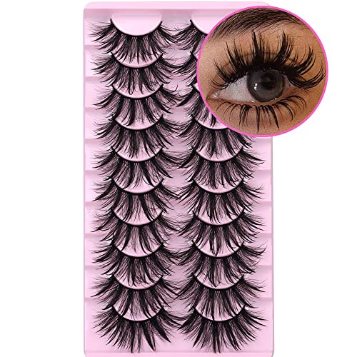 Manga Mink Lashes Fluffy Spiky Anime Eyelashes Dramatic Wispy False Eyelashes Natural Look Mink 10 Pairs Asian Japanese Makeup Eye Lashes Pack by HeyAlice