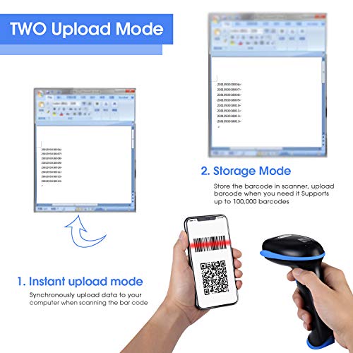 WoneNice Wireless 2D Barcode Scanner with Stand, CMOS Imager Scanner Reader Supports Read Datamatrix PDF417 QR Bar Code for Mobile Payment Computer Screen