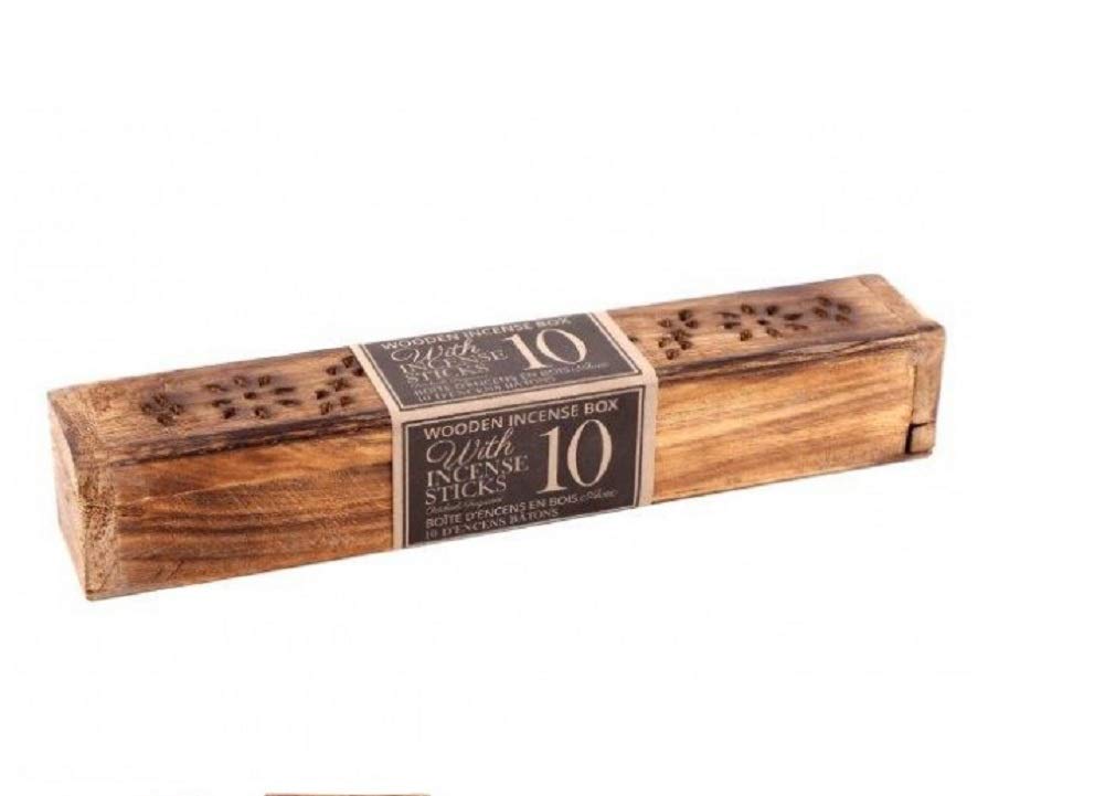 Mango Wood Incense Box - With 10 Incense Sticks (Sandalwod)