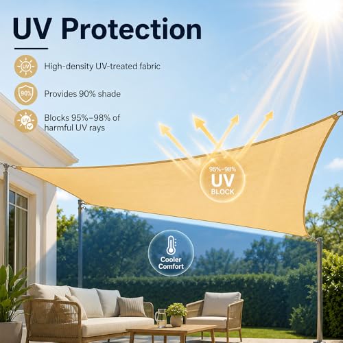 Toldo vela rectangular impermeable que protege de rayos UV con ojales para pérgola 4