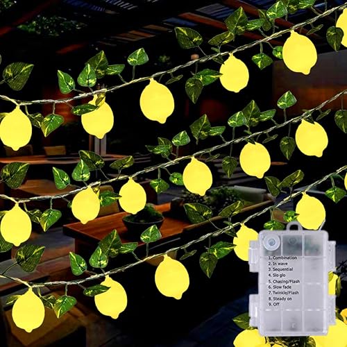 Hoolight 3D Lemon String Lights Battery Operated 14ft 20leds Lemon Decor Lights String with Leaves Fairy Lights for Bedroom Garden Party Decorations by Hoolight - Used condition - US$13.20