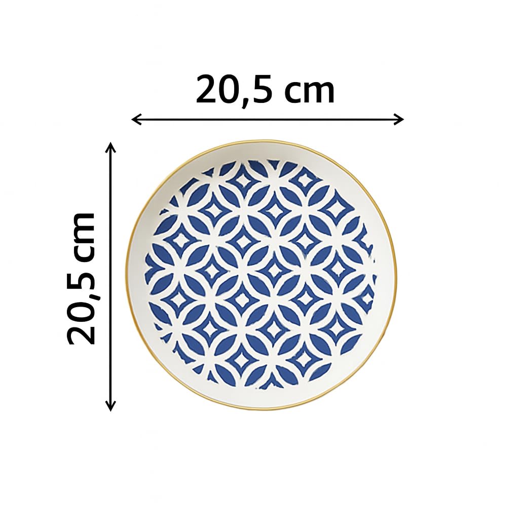 14-częściowy zestaw śniadaniowy dla 6 osób – seria Karo Stackable – ręcznie wykonane naczynia ceramiczne Kütahya – wysoki połysk i możliwość układania w stos