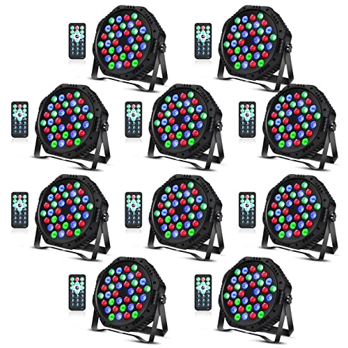 36 LED Par Lights, RGB Par Can Light Stage Lights, 10 Modes DJ Lights Stage Lighting Uplights with Sound Activated Remote Control & DMX Uplights for Events Wedding Party
