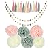 Tissue Paper Craft Decoration Kit 20 PCS | Cute Party Supplies: Pom Flowers, Tassels & Dot Garland | Colorful Party Supplies Pink, Gray & Ivory | Perfect Poms for a Baby Shower or Birthday Party Décor