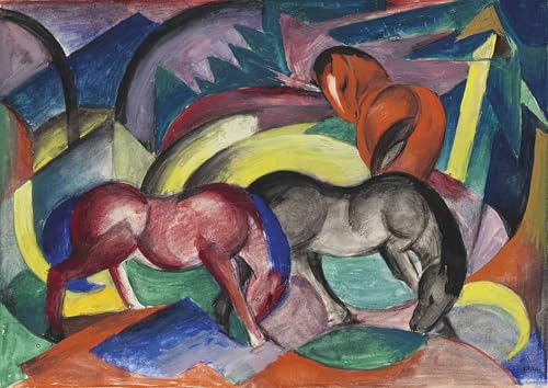 Trois chevaux de Marc peinture sur toile nordique 60x90cm durable