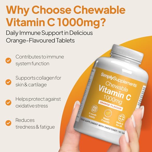 Chewable Vitamin C 1000mg with Riboflavin (Vitamin B2) | Immune & Skin Support | 180 Vegan Tablets | 6-Months Supply | Vegan & Vegetarian Friendly | UK Made - Image 2
