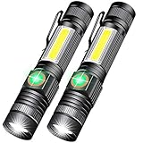 LED Rechargeable Flashlight, Super Bright USB Rechargeable Flashlight, Magnetic Flashlight with COB Flashlight, Water Resistant, Zoomable, LED Tactical Flashlight for Camping