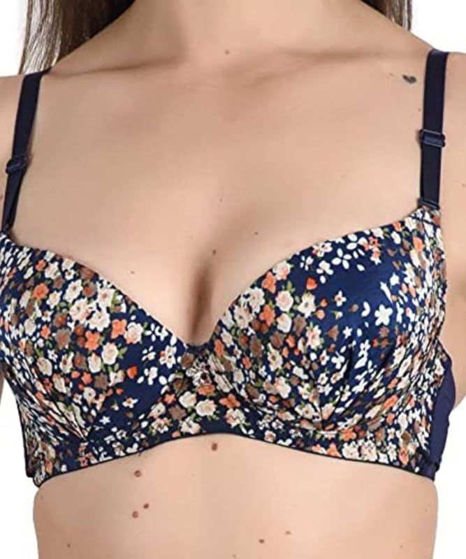 Image of Brachy Women's Floral Print Push-Up Bra | Smooth Fit Seamless Padded Underwired T-Shirt Bra BCA FPWB-P