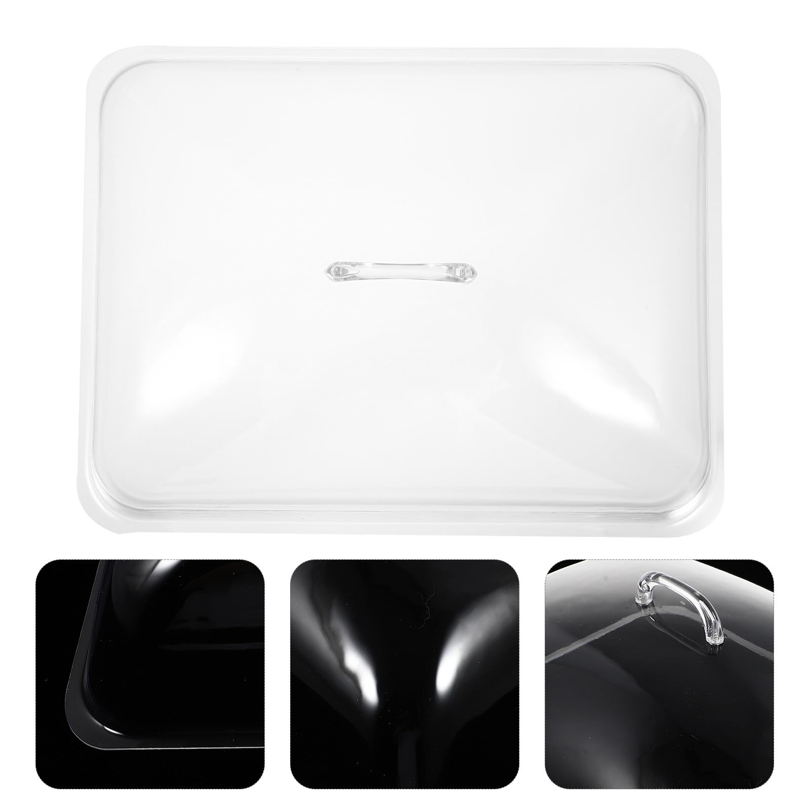 Coperchio per Alimenti Trasparente Rettangolare 38X27 CM in Plastica Manico Pratico Protezione Piatti per Cucina Riutilizzabile Stile Casuale
