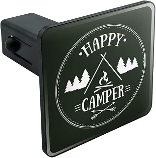 Happy Camper with Campfire Tow Trailer Hitch Cover Plug Insert 1 1/4 inch