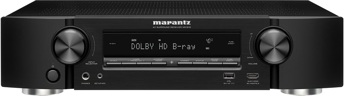 Marantz NR1510 5.2-Kanal AV-Receiver, HiFi Verstärker, 50W, 4K, Dolby Audio, HEOS Built-in, 6 HDMI Eingänge, Bluetooth, WLAN - Schwarz