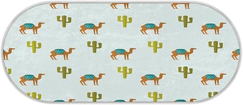 Miniatura 3 de Camel Cactus Oval Soft Fluffy Area Rug for Bedroom 20x47 Inch Plush Shaggy Bedside Carpet Non-Slip Absorbent Washable Floor Mat for Kids Room Living